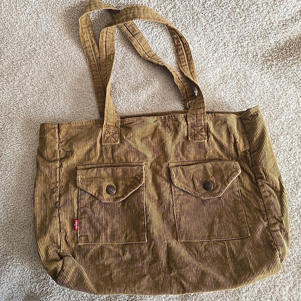 Levi's Jeans By Yak Pak Brown Corduroy Purse Tote Bag Red Tag 90s Y2K Vibes